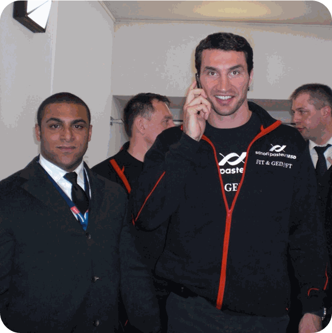 Sam mit Wladimir Klitschko backstage